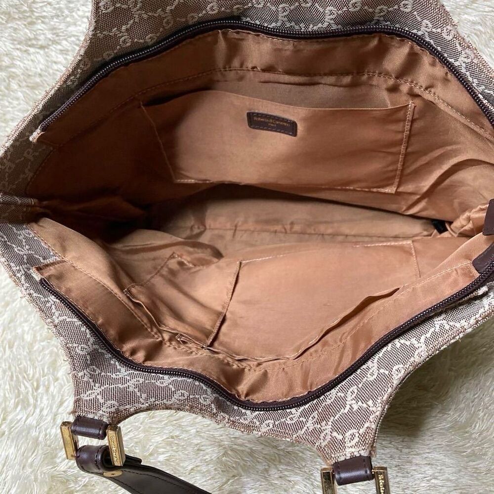 Roberta di Camerino Brown Italian Leather Trim Monogram Tote Bag - Picture 8 of 9